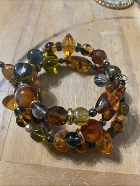 Jean Andre’ Firenze Multi-Color Amber Glass Beaded Coil Bracelet - Women Jewelry